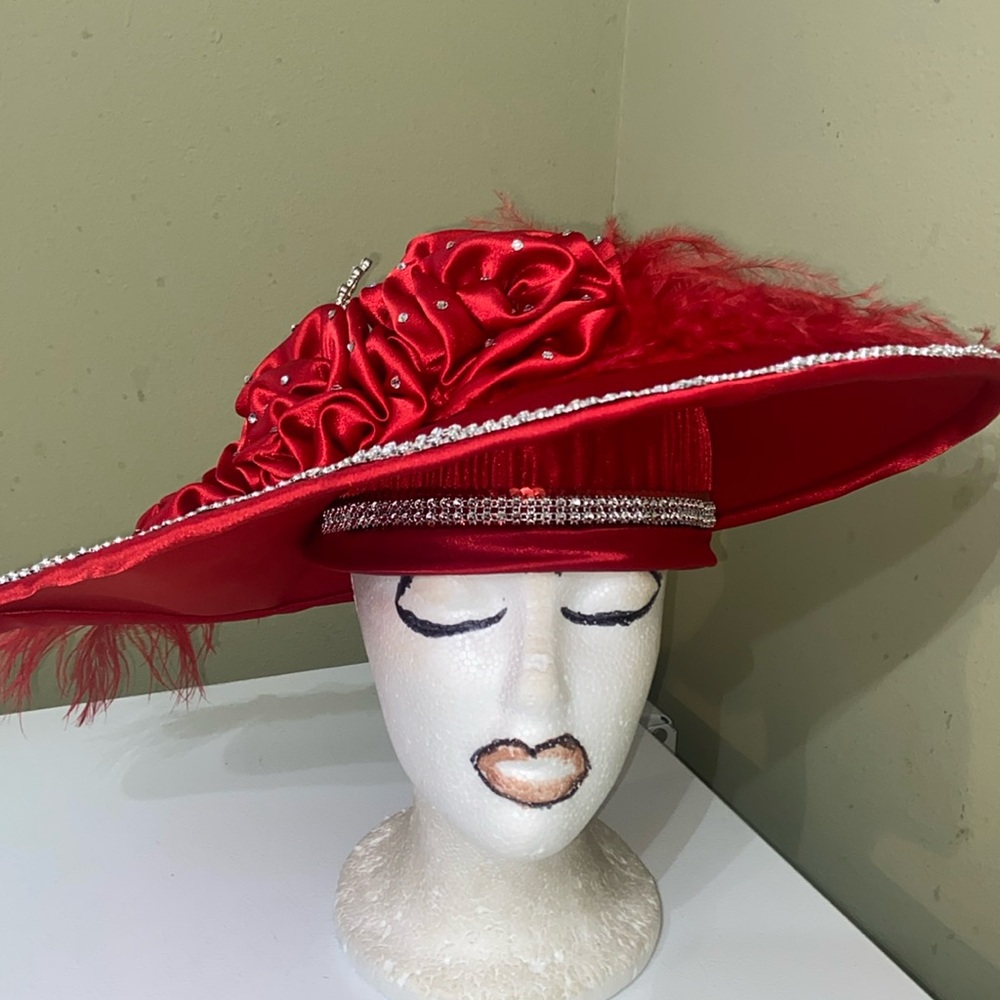 Fabulous Red Church/Dress/Kentucky Derby Hat by Ms. Divine - Picture 4 of 8